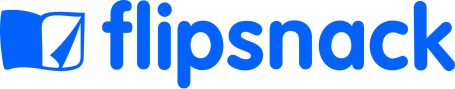 Flipsnack logo featuring an open book and blue text.