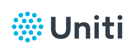 Uniti logo featuring blue dots forming a circular pattern next to the word "Uniti."