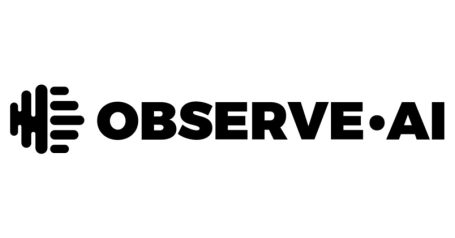 Logo of Observe.AI featuring stylized sound waves and bold text.