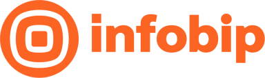 Infobip logo with a distinctive design featuring an orange circle and text.