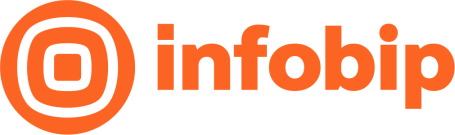 Infobip logo with a distinctive design featuring an orange circle and text.