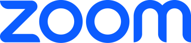 Zoom logo in blue letters on a white background.