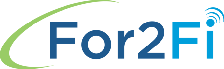 Logo of For2Fi featuring green and blue colors with a wireless signal symbol.