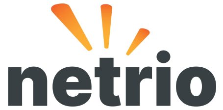 Logo of Netrio with orange rays emerging from the top and dark gray text.