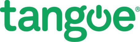 Green "tangoe" logo with a stylized power symbol incorporated into the letter "o."