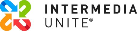 Logo of Intermedia Unite, featuring a colorful design with interconnected shapes.
