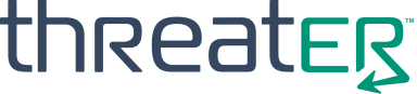 Logo for ThreatER, featuring bold text with a stylized arrow.
