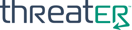 Logo for ThreatER, featuring bold text with a stylized arrow.