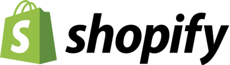 Shopify logo featuring a shopping bag with the word "shopify" in bold text.