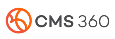 Logo of CMS 360, featuring an orange circle and modern typography.