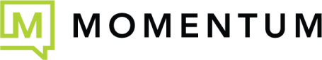 Logo of Momentum featuring the letter 'M' in a speech bubble alongside the word "MOMENTUM."