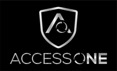 Logo of AccessOne featuring a shield and the letter "A" in a modern design.